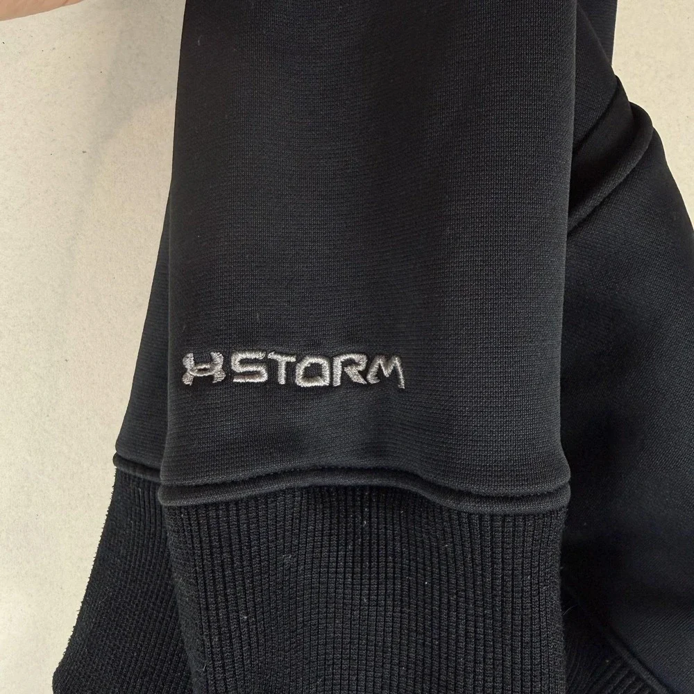 Under Armour Storm Hoodie Mens Medium Black Pullover Fleece‎ Logo Kangaroo